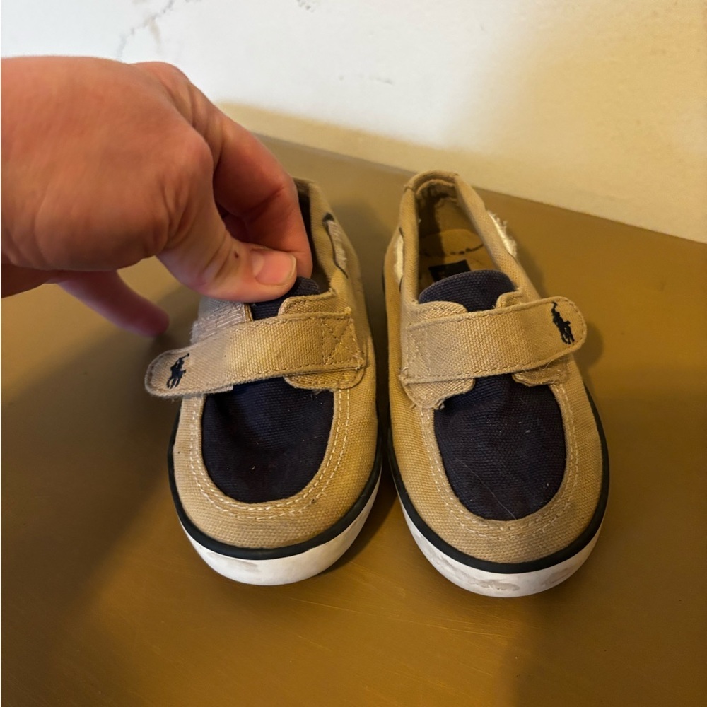 Ralph Lauren Kids Tan and Navy Shoes 7 1/2